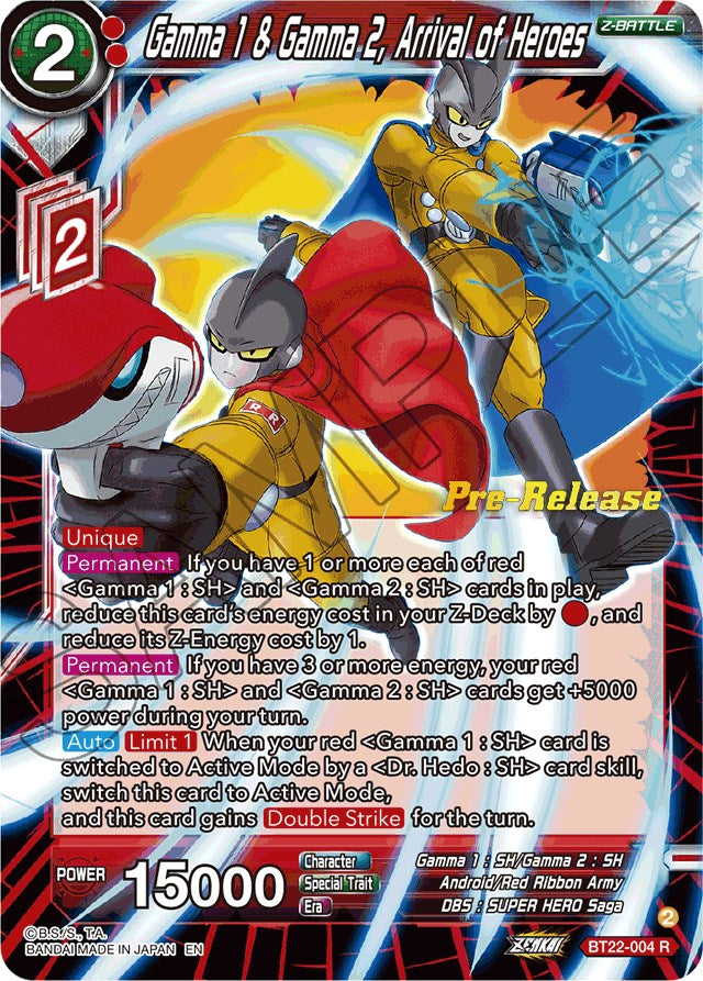 Gamma 1 & Gamma 2, Arrival of Heroes (BT22-004) [Critical Blow Prerelease Promos] | Total Play