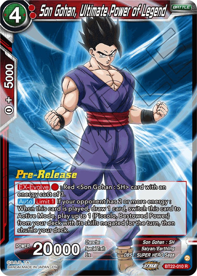 Son Gohan, Ultimate Power of Legend (BT22-010) [Critical Blow Prerelease Promos] | Total Play