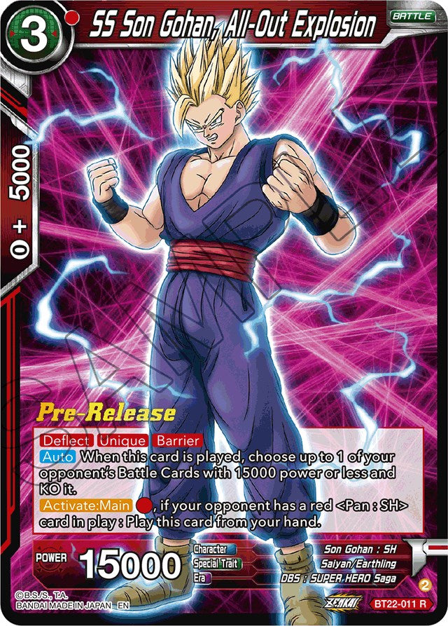SS Son Gohan, All-Out Explosion (BT22-011) [Critical Blow Prerelease Promos] | Total Play