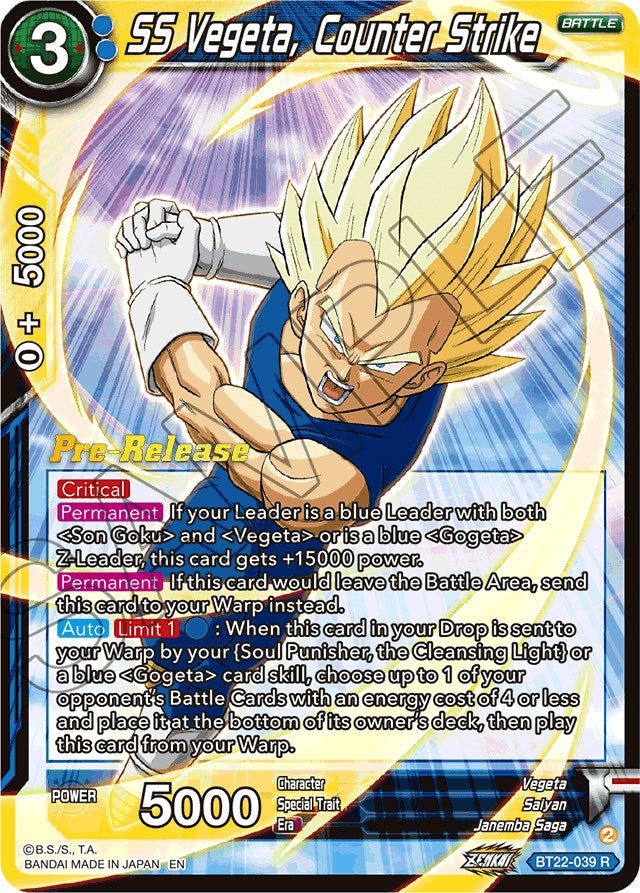 SS Vegeta, Counter Strike (BT22-039) [Critical Blow Prerelease Promos] | Total Play