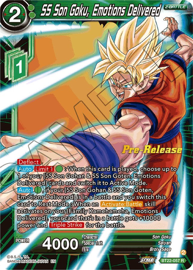 SS Son Goku, Emotions Delivered (BT22-057) [Critical Blow Prerelease Promos] | Total Play