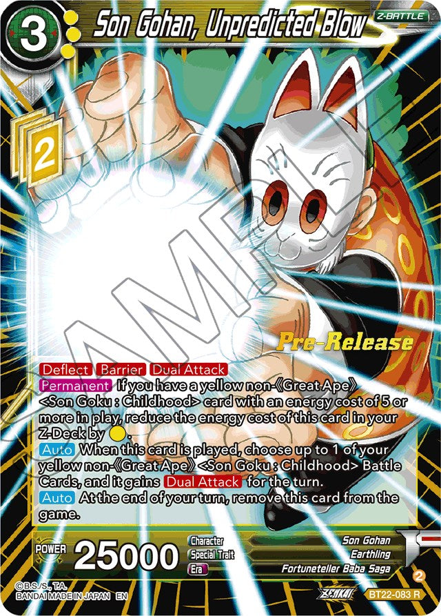 Son Gohan, Unpredicted Blow (BT22-083) [Critical Blow Prerelease Promos] | Total Play