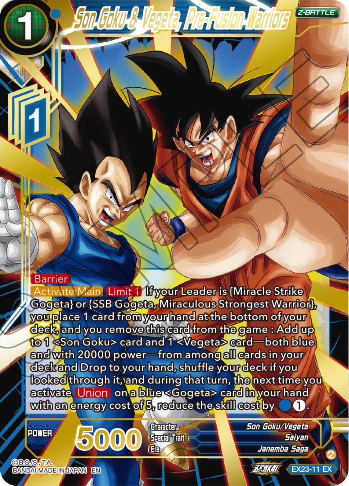 Son Goku & Vegeta, Pre-Fusion Warriors (EX23-11) [Premium Anniversary Box 2023] | Total Play