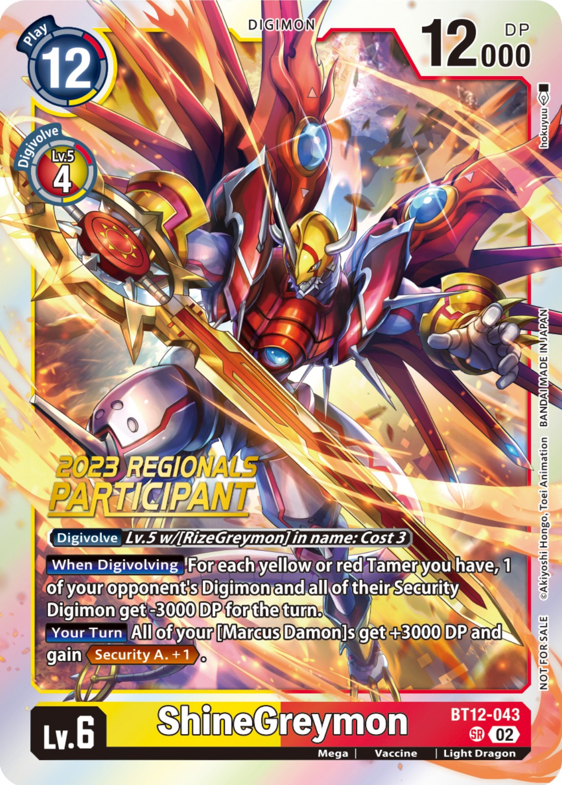 ShineGreymon [BT12-043] (2023 Regionals Participant) [Across Time] | Total Play