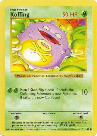 Koffing (51/102) [Base Set Shadowless Unlimited] | Total Play