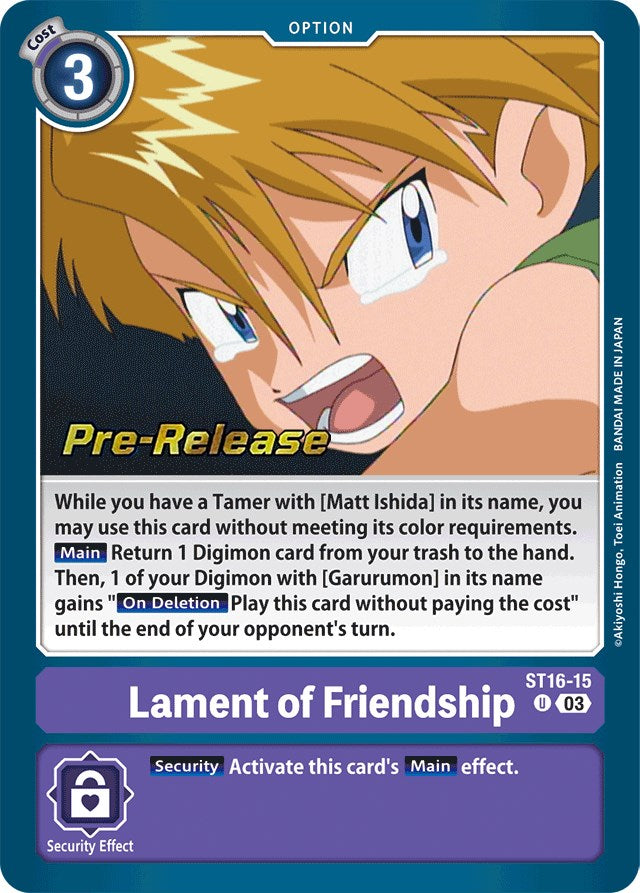 Lament of Friendship [ST16-15] [Starter Deck: Wolf of Friendship Pre-Release Cards] | Total Play