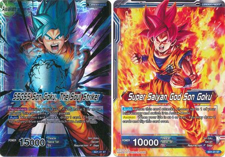 Super Saiyan God Son Goku // SSGSS Son Goku, The Soul Striker (Starter Deck - The Awakening) (SD1-01) [Galactic Battle] | Total Play