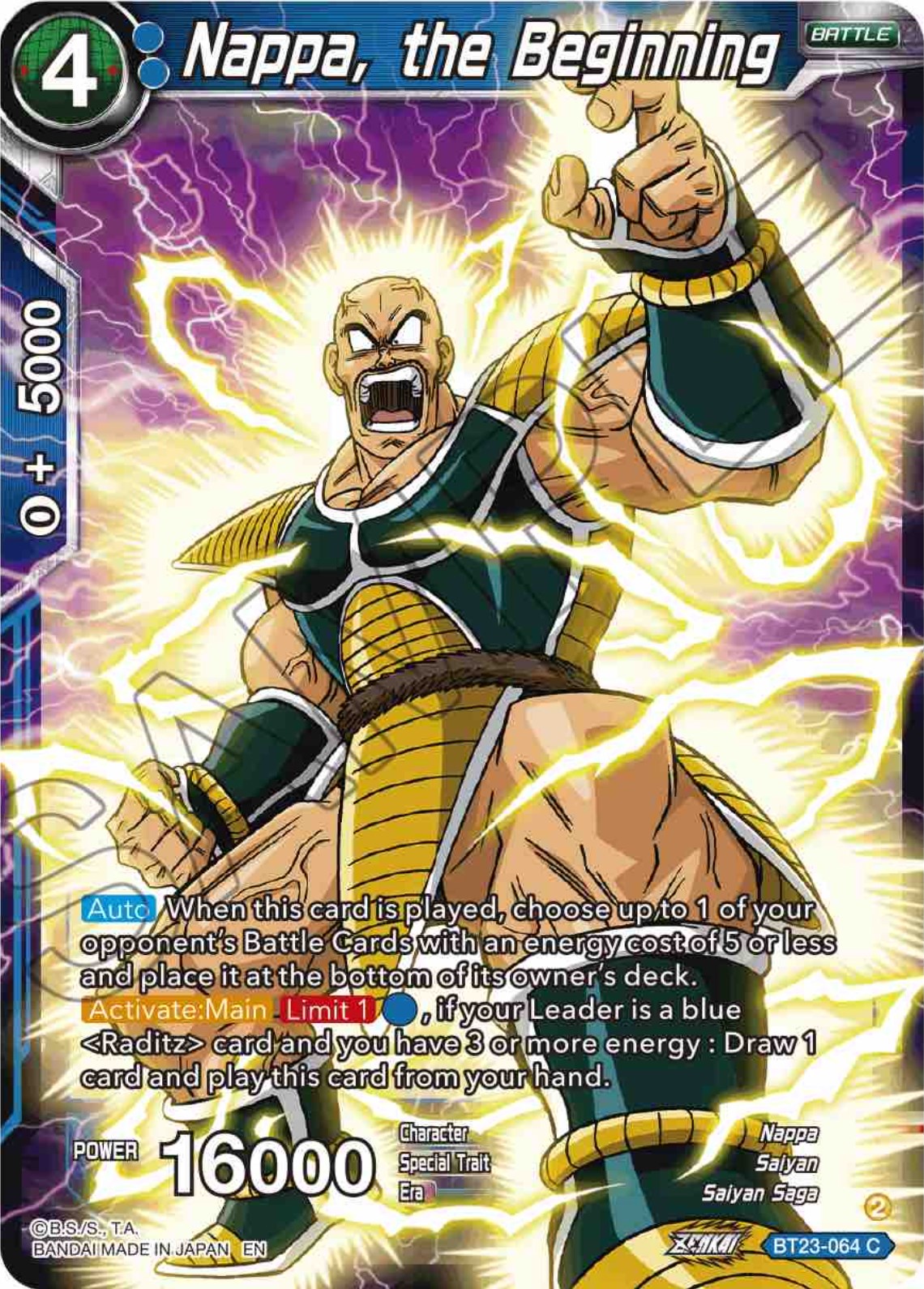 Nappa, the Beginning (BT23-064) [Perfect Combination] | Total Play
