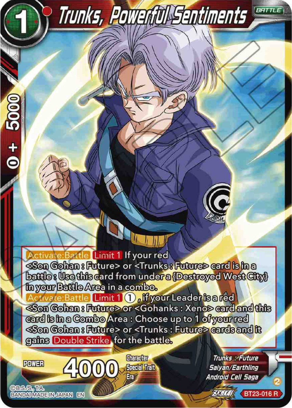 Trunks, Powerful Sentiments (BT23-016) [Perfect Combination] | Total Play