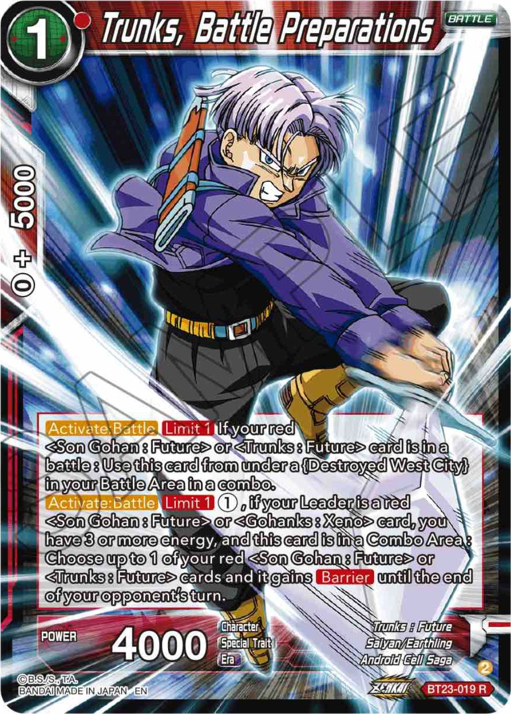 Trunks, Battle Preparations (BT23-019) [Perfect Combination] | Total Play