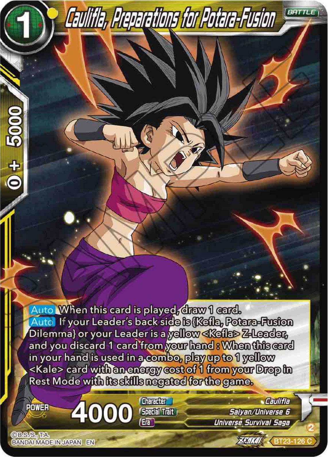 Caulifla, Preparations for Potara-Fusion (BT23-126) [Perfect Combination] | Total Play