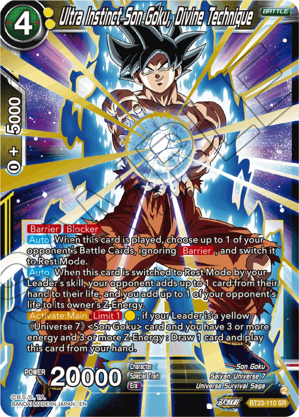 Ultra Instinct Son Goku, Divine Technique (BT23-110) [Perfect Combination] | Total Play