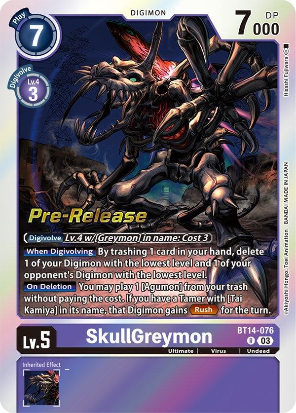 SkullGreymon [BT14-076] [Blast Ace Pre-Release Cards] | Total Play