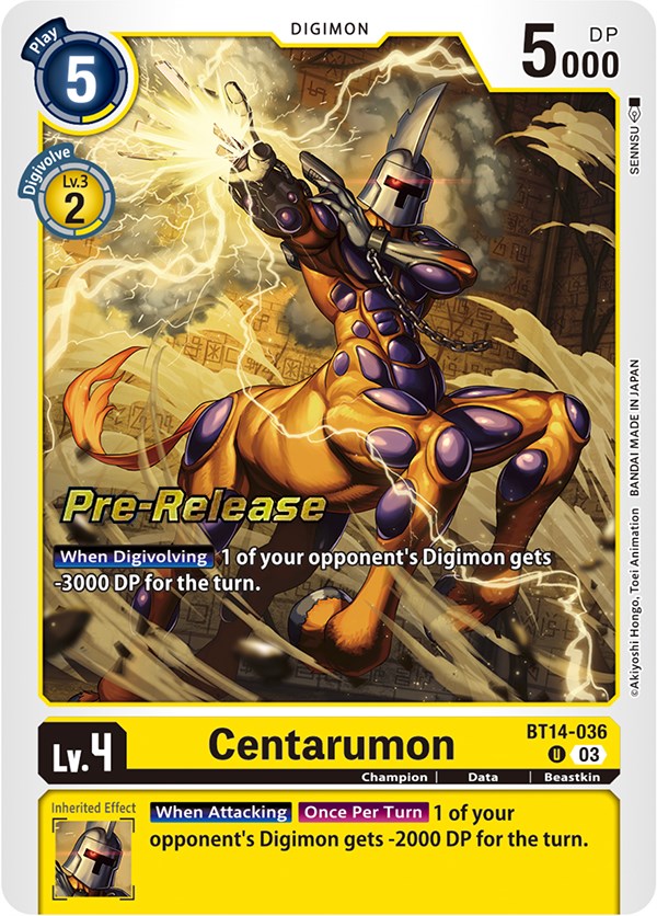Centarumon [BT14-036] [Blast Ace Pre-Release Cards] | Total Play