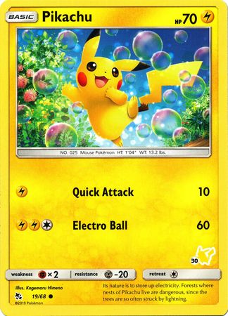 Pikachu (19/68) (Pikachu Stamp #30) [Battle Academy 2020] | Total Play