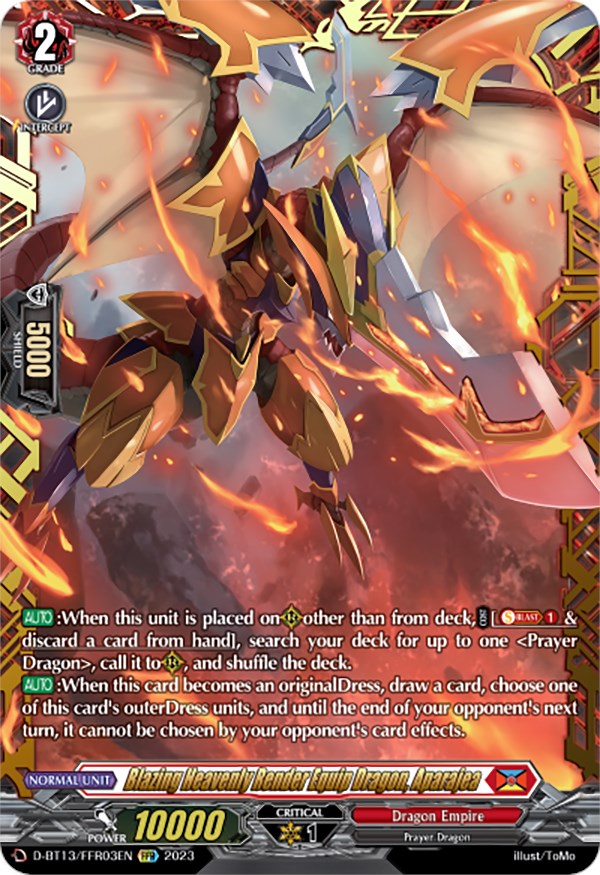 Blazing Heavenly Render Equip Dragon, Aparajea (FFR) (D-BT13/FRR03EN) [Flight of Chakrabarthi] | Total Play