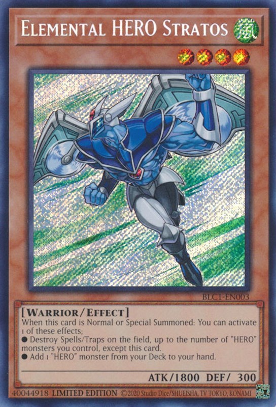 Elemental HERO Stratos [BLC1-EN003] Secret Rare | Total Play