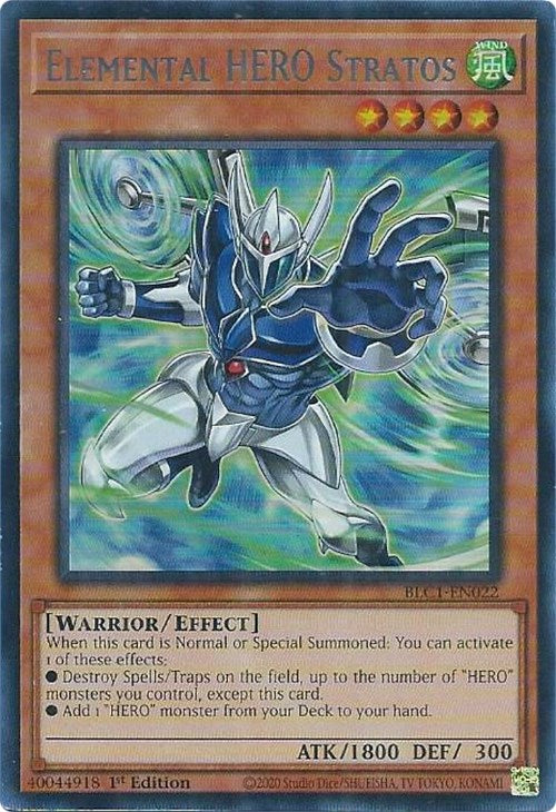 Elemental HERO Stratos (Alternate Art) (Silver) [BLC1-EN022] Ultra Rare | Total Play