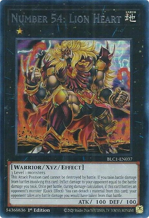 Number 54: Lion Heart (Silver) [BLC1-EN037] Ultra Rare | Total Play