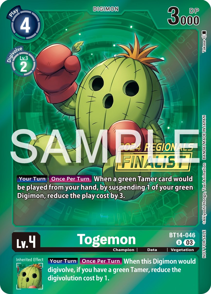 Togemon [BT14-046] (2024 Regionals Finalist) [Blast Ace Promos] | Total Play