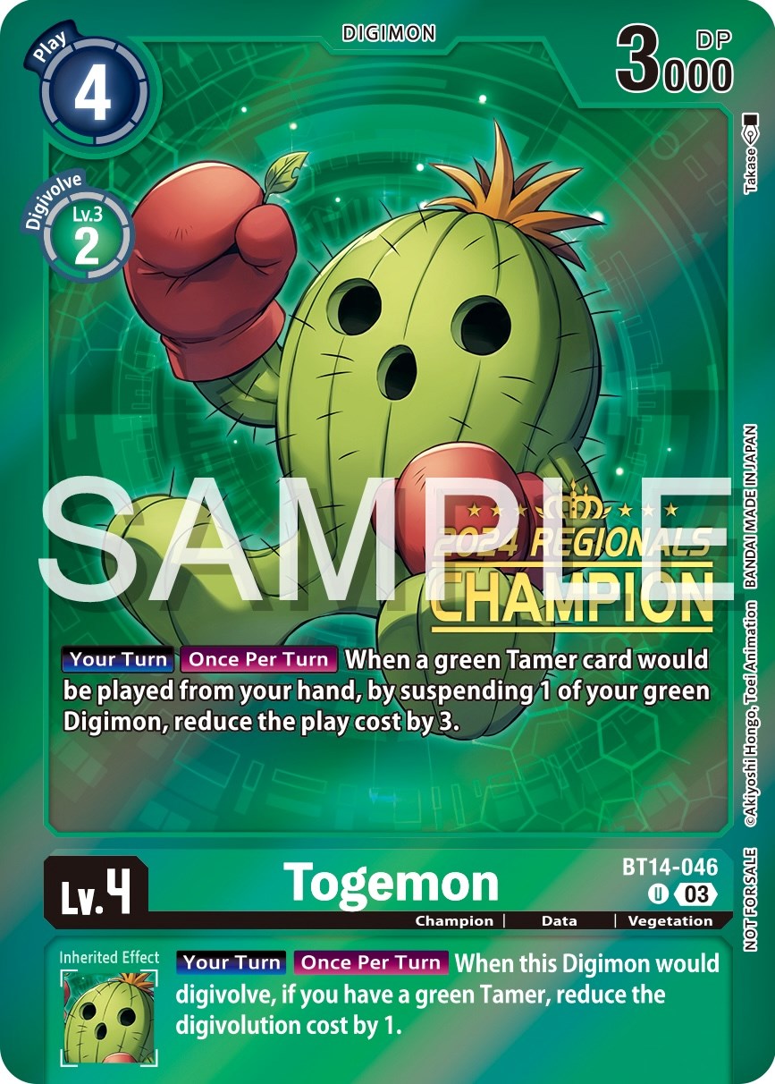 Togemon [BT14-046] (2024 Regionals Champion) [Blast Ace Promos] | Total Play