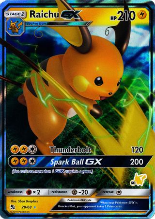 Raichu GX (20/68) (Pikachu Stamp #60) [Battle Academy 2020] | Total Play