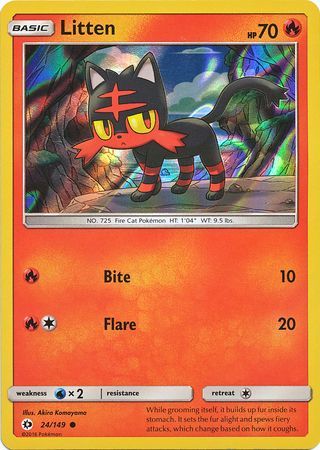 Litten (24/149) (Water Web Holo) [Sun & Moon: Base Set] | Total Play