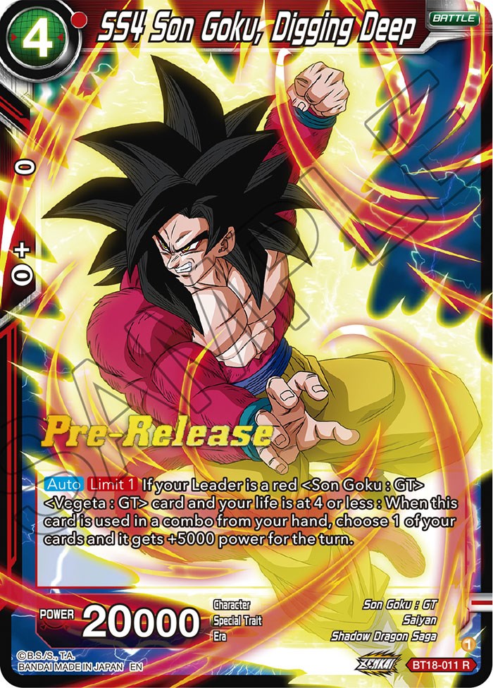 SS4 Son Goku, Digging Deep (BT18-011) [Dawn of the Z-Legends Prerelease Promos] | Total Play