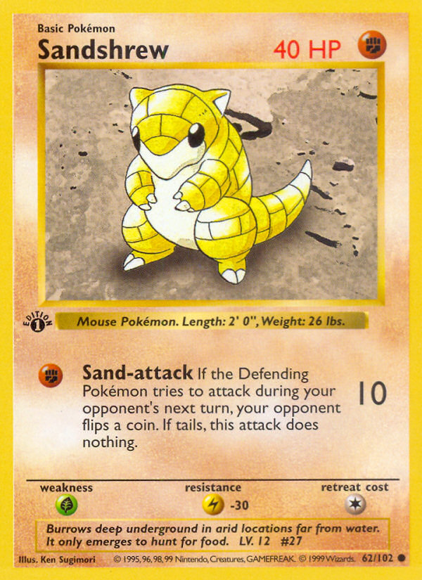 Sandshrew (62/102) (Shadowless) [Base Set 1st Edition] | Total Play