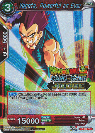 Vegeta, Powerful as Ever (P-030) [Judge Promotion Cards] | Total Play