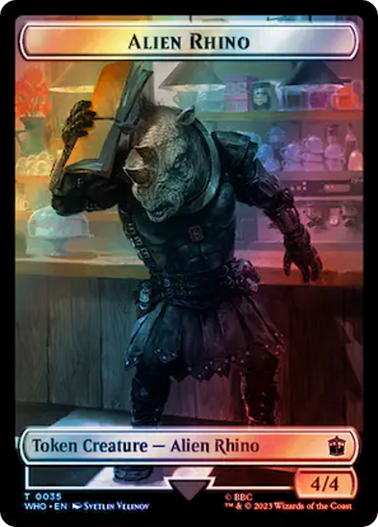 Alien Rhino // Beast Double-Sided Token (Surge Foil) [Doctor Who Tokens] | Total Play