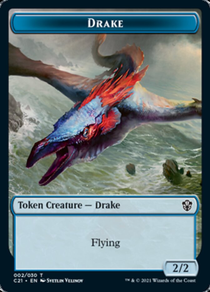 Drake // Elemental (002) Double-Sided Token [Commander 2021 Tokens] | Total Play