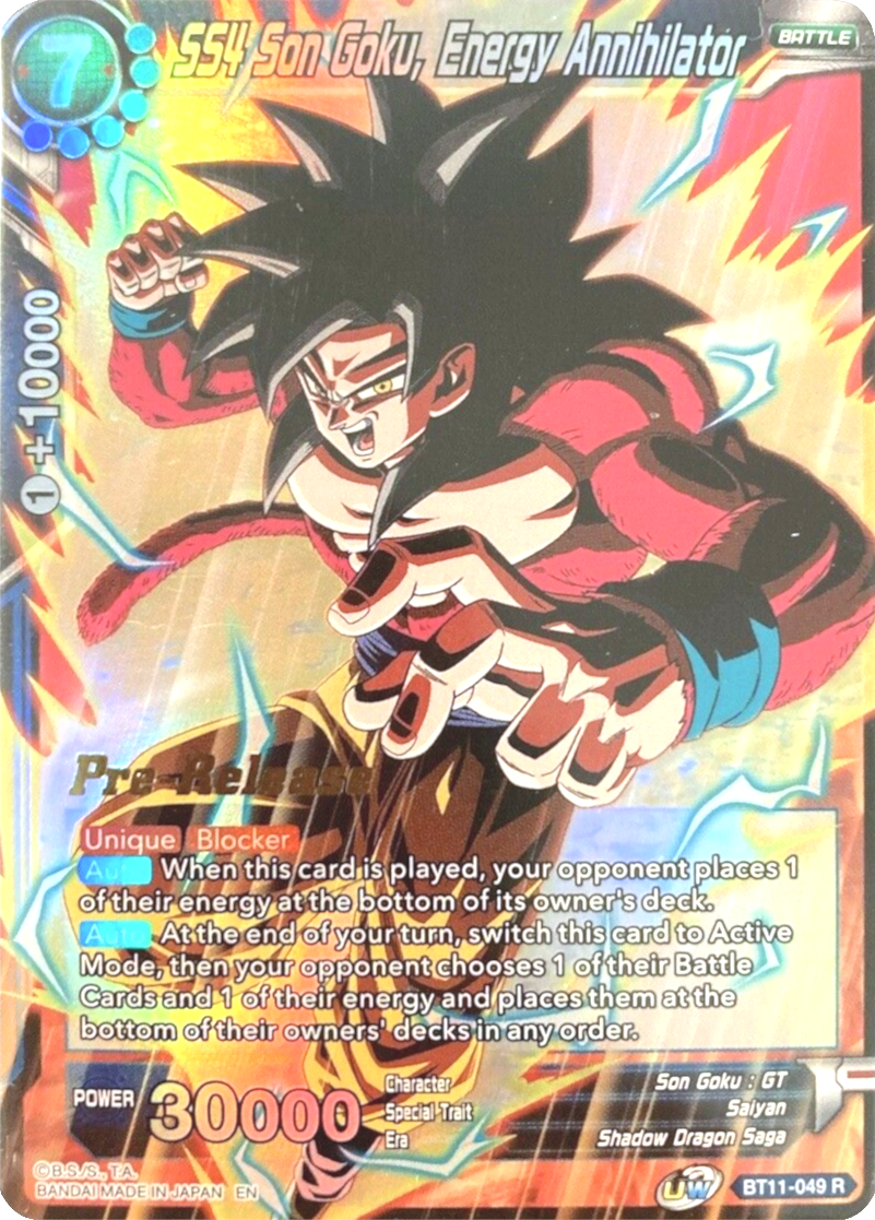 SS4 Son Goku, Energy Annihilator (BT11-049) [Vermilion Bloodline Prerelease Promos] | Total Play