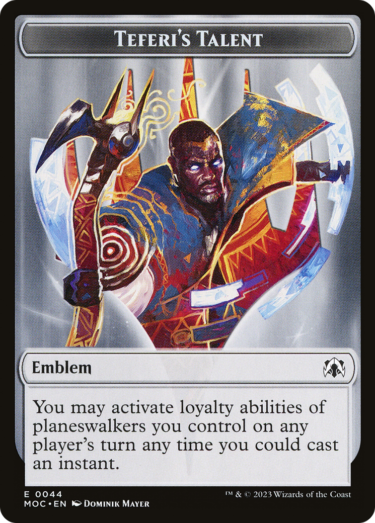 First Mate Ragavan // Teferi's Talent Emblem Double-Sided Token [March of the Machine Commander Tokens] | Total Play