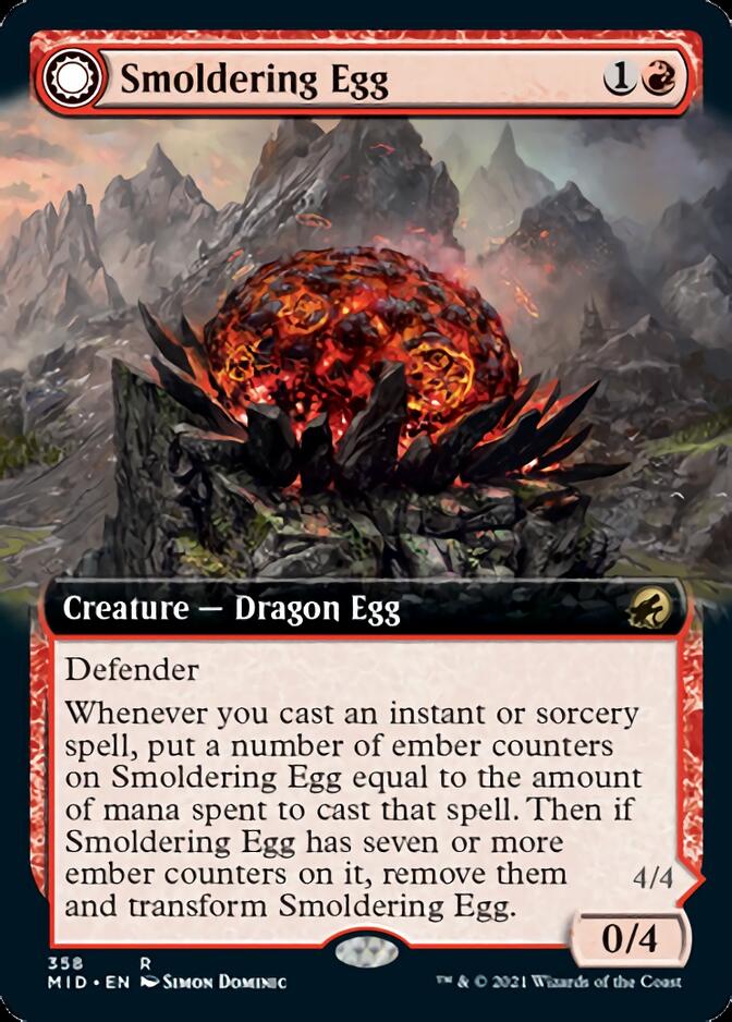 Smoldering Egg // Ashmouth Dragon (Extended Art) [Innistrad: Midnight Hunt] | Total Play