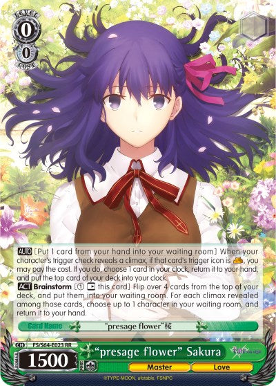 "presage flower" Sakura (FS/S64-E023 RR) [Fate/Stay Night [Heaven's Feel]] | Total Play