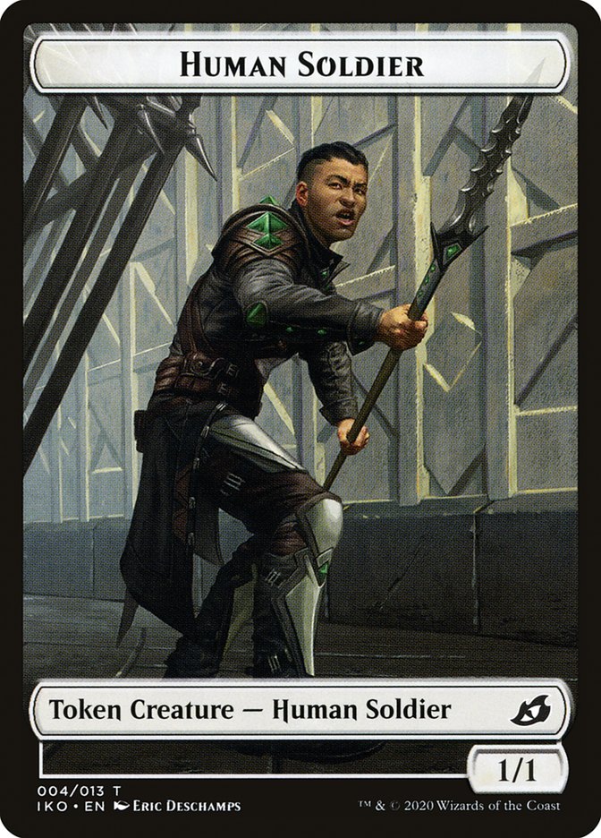 Dinosaur // Human Soldier (004) Double-Sided Token [Ikoria: Lair of Behemoths Tokens] | Total Play