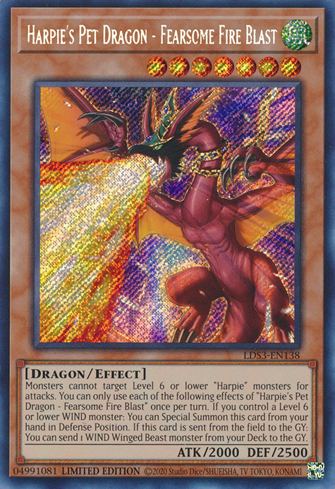 Harpie's Pet Dragon - Fearsome Fire Blast [LDS3-EN138] Secret Rare | Total Play