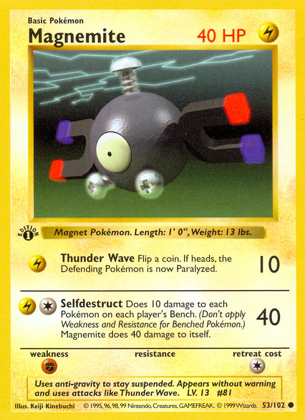 Magnemite (53/102) (Shadowless) [Base Set 1st Edition] | Total Play