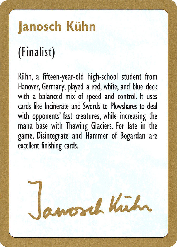 Janosch Kuhn Bio [World Championship Decks 1997] | Total Play