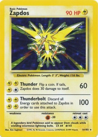 Zapdos (16/102) [Base Set Unlimited] | Total Play