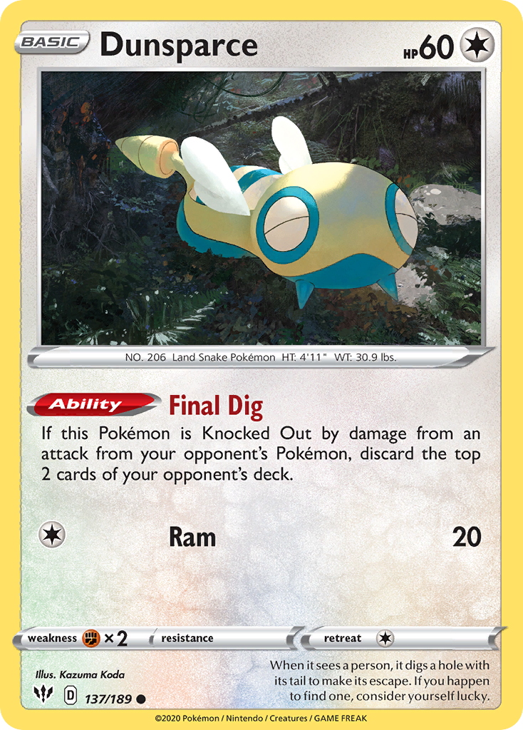 Dunsparce (137/189) [Sword & Shield: Darkness Ablaze] | Total Play