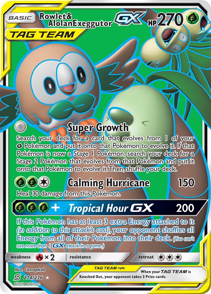 Rowlet & Alolan Exeggutor GX (214/236) [Sun & Moon: Unified Minds] | Total Play