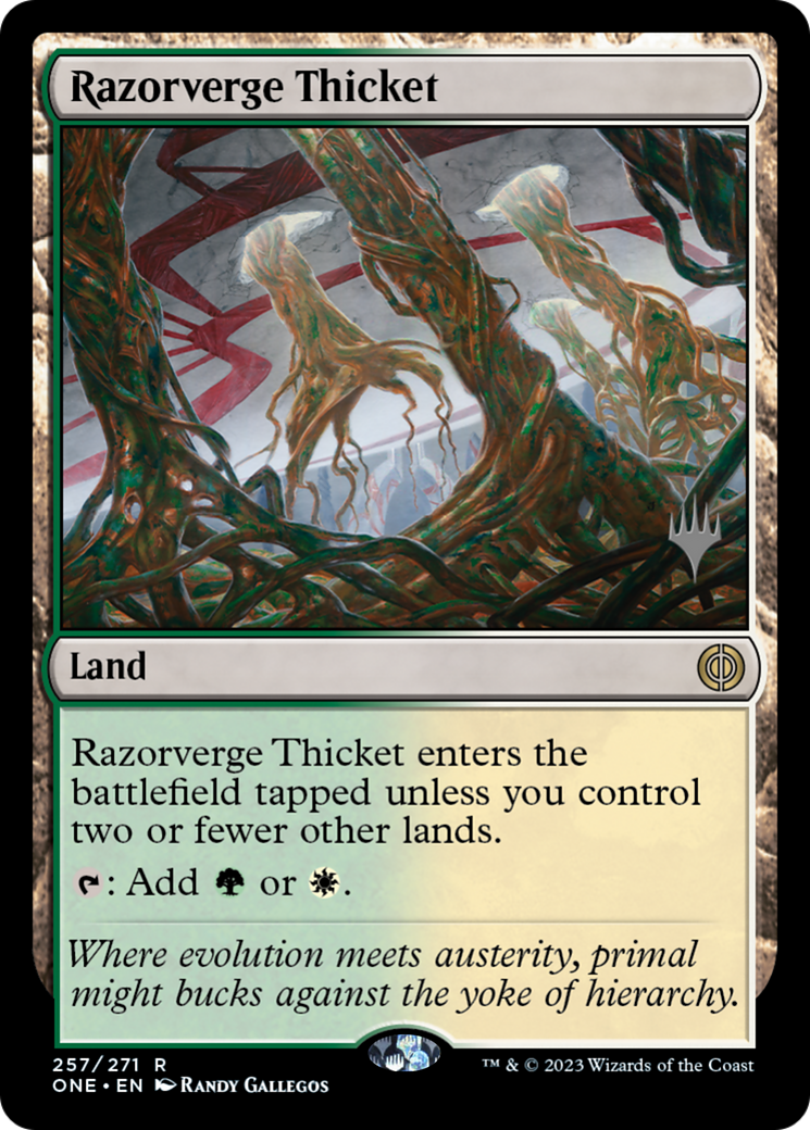 Razorverge Thicket (Promo Pack) [Phyrexia: All Will Be One Promos] | Total Play