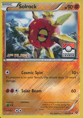 Solrock (64/146) (4th Place League Challenge Promo) [XY: Base Set] | Total Play