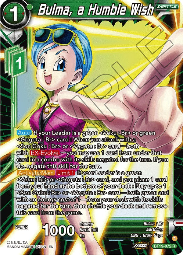 Bulma, a Humble Wish (BT19-072) [Fighter's Ambition] | Total Play