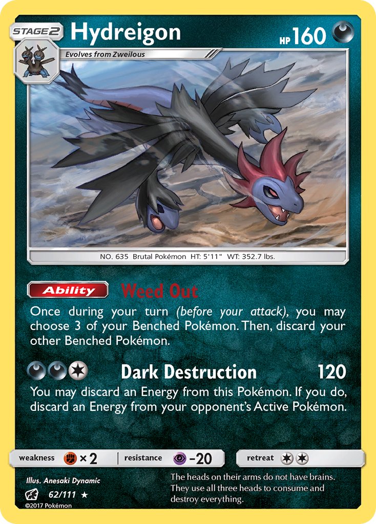 Hydreigon (62/111) (Cracked Ice Holo) (Theme Deck Exclusive) [Sun & Moon: Crimson Invasion] | Total Play