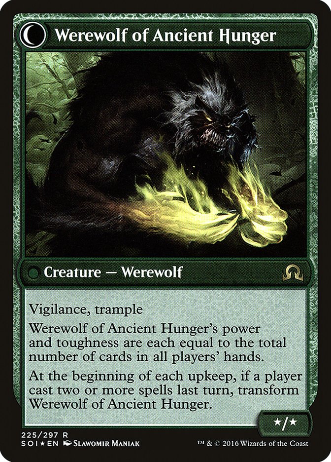 Sage of Ancient Lore // Werewolf of Ancient Hunger [Shadows over Innistrad Prerelease Promos] | Total Play