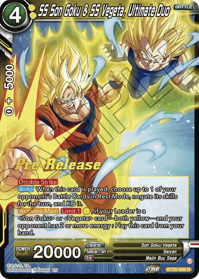 SS Son Goku & SS Vegeta, Ultimate Duo (BT20-096) [Power Absorbed Prerelease Promos] | Total Play