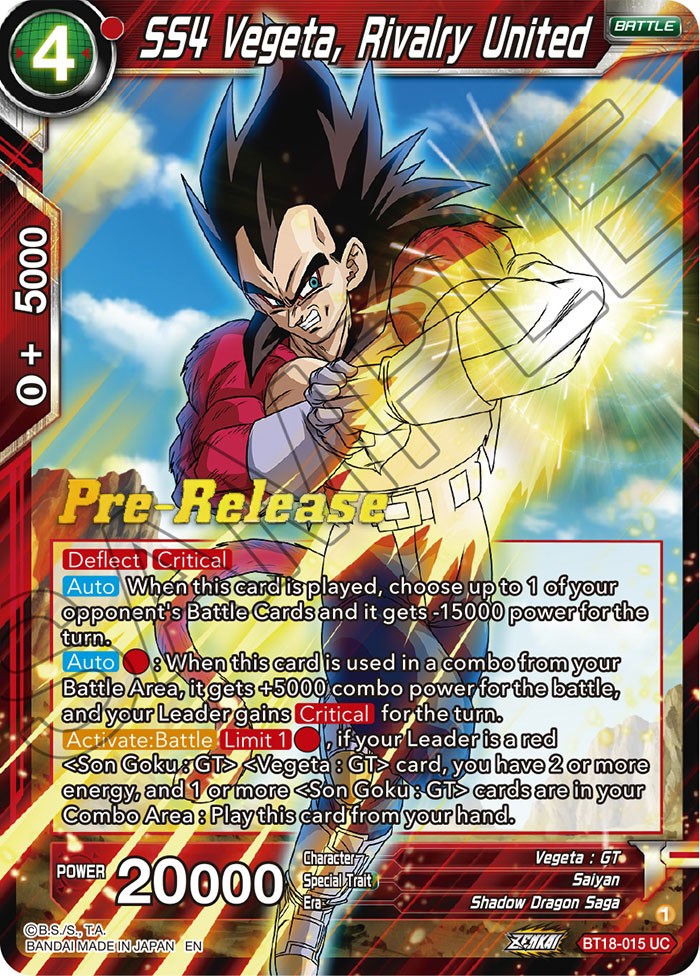 SS4 Vegeta, Rivalry United (BT18-015) [Dawn of the Z-Legends Prerelease Promos] | Total Play